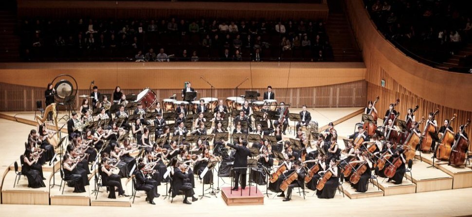Orchestra performing on stage
